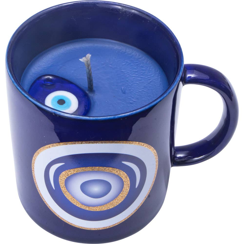 Ceramic Mug Candle & Incense Burner Evil Eye Hamsa