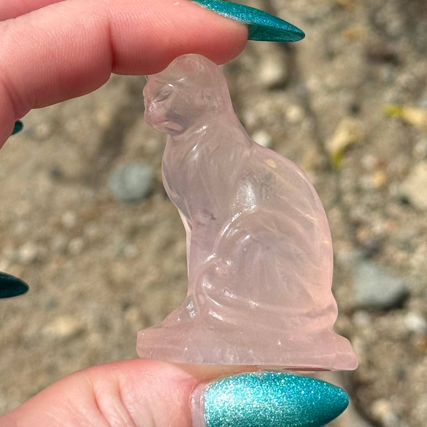 Sitting Rose Quartz Cat