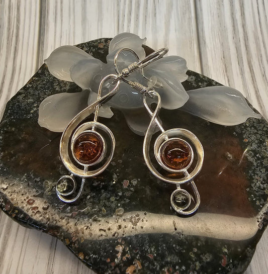 Amber Music Clef Earrings