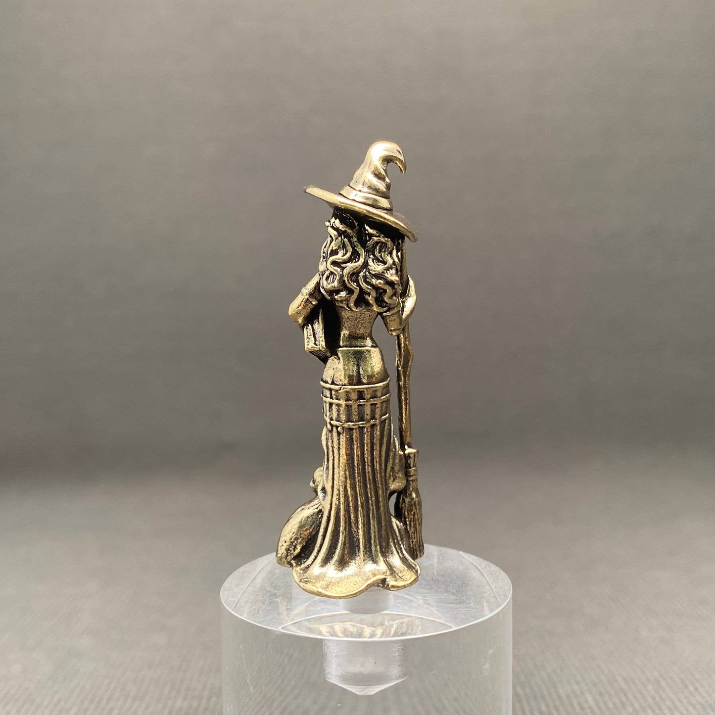 Brass Witch with Cat