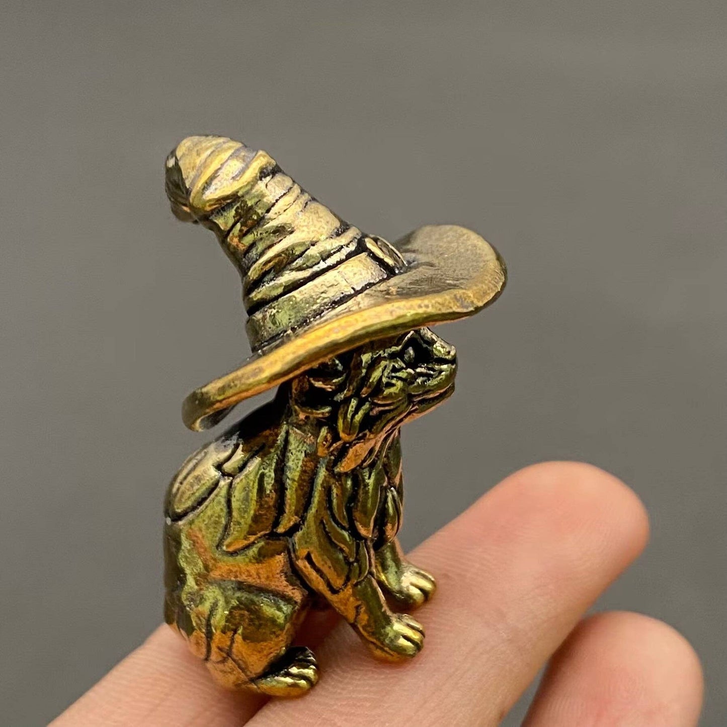 Brass Cat with Witch Hat
