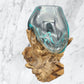 Handmade Glass Vase on Teak Wood Base - image 8