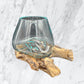 Handmade Glass Vase on Teak Wood Base - image 6