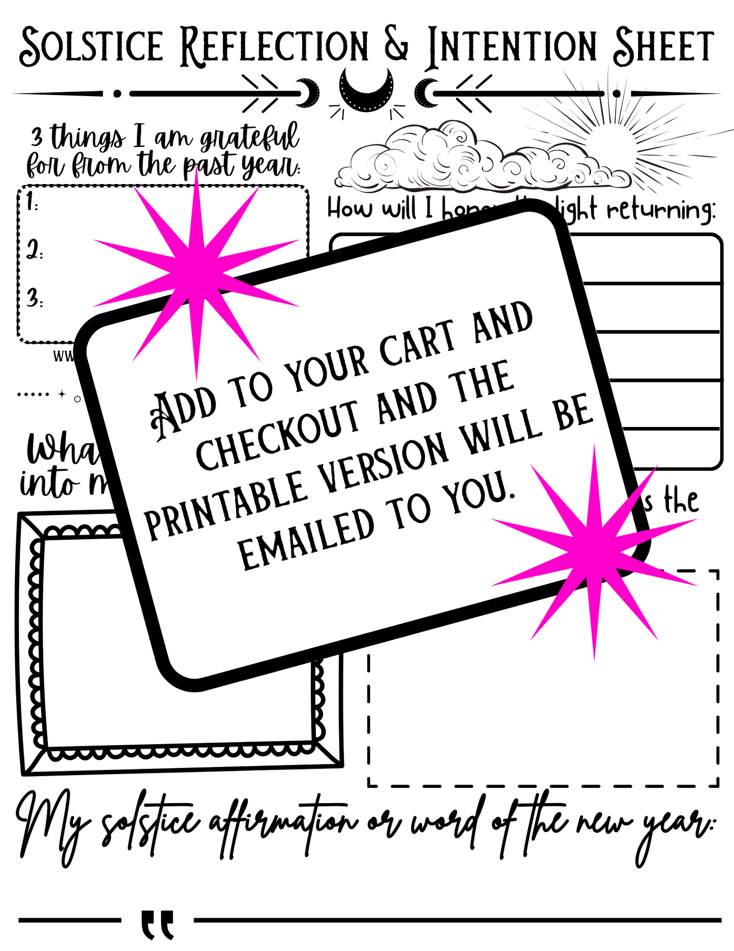 Free Downloadable Solstice Reflection & Intention Sheet