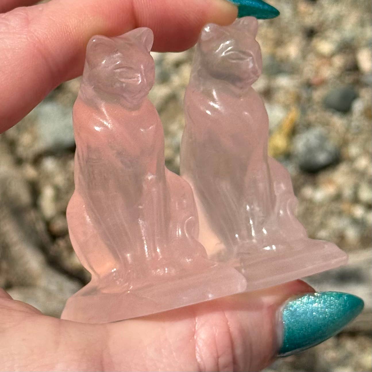Sitting Rose Quartz Cat
