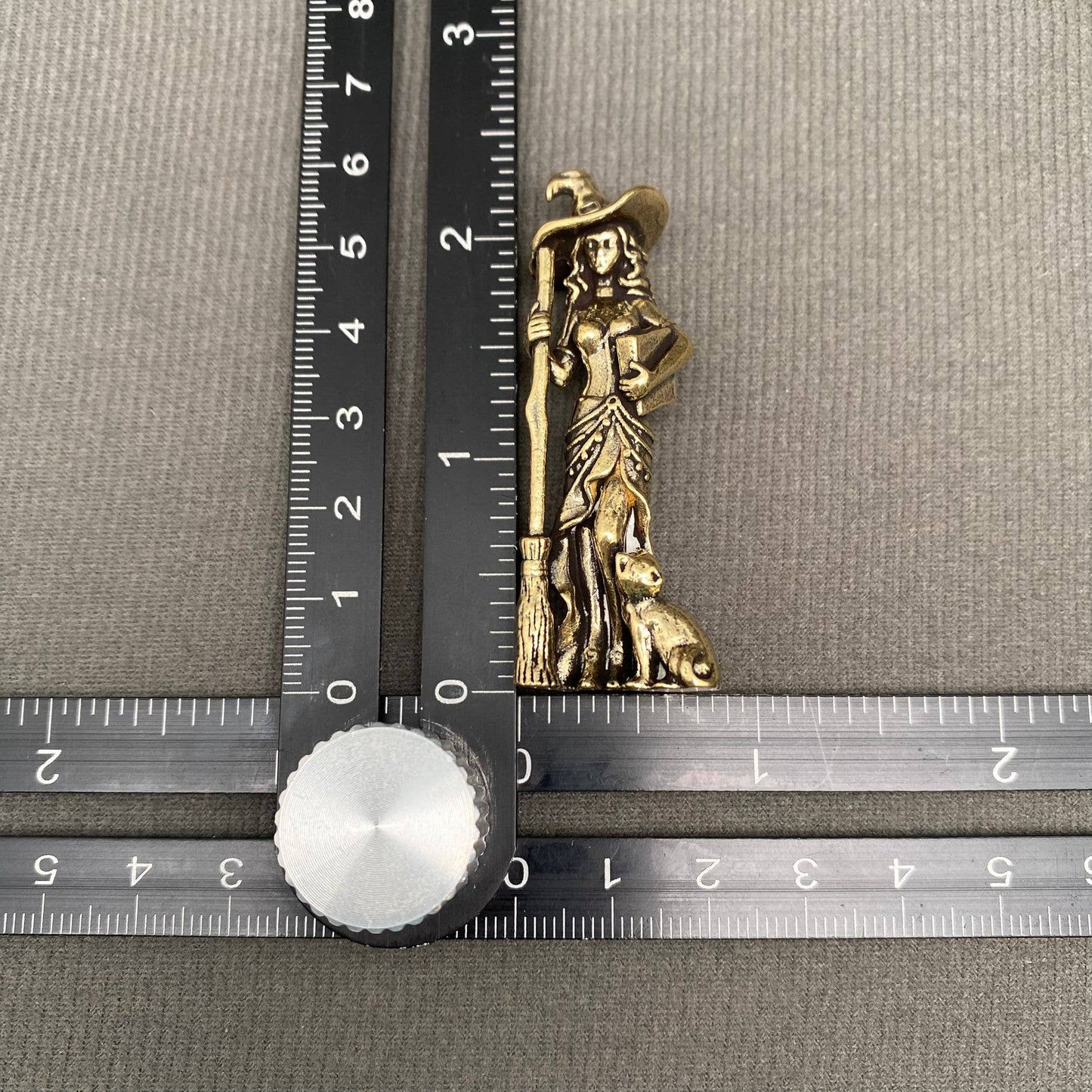 Brass Witch with Cat