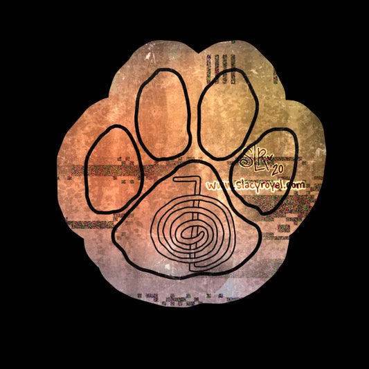 Reiki Paw Print Sticker Brown Animal Healing Symbol with Cho Ku Rei
