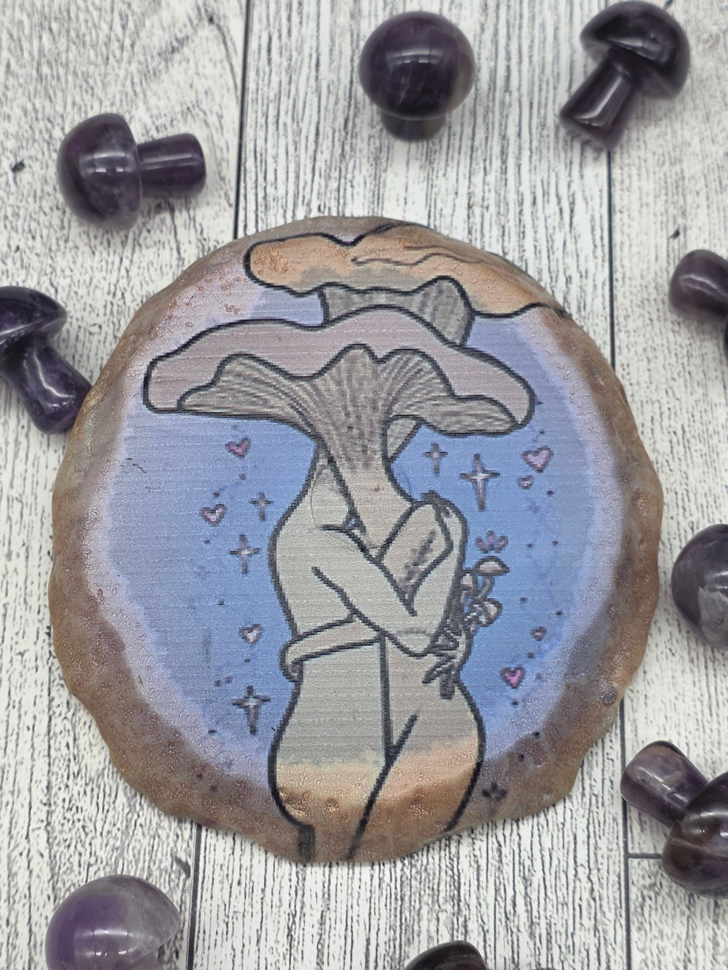 Mushroom Art Agate Slice