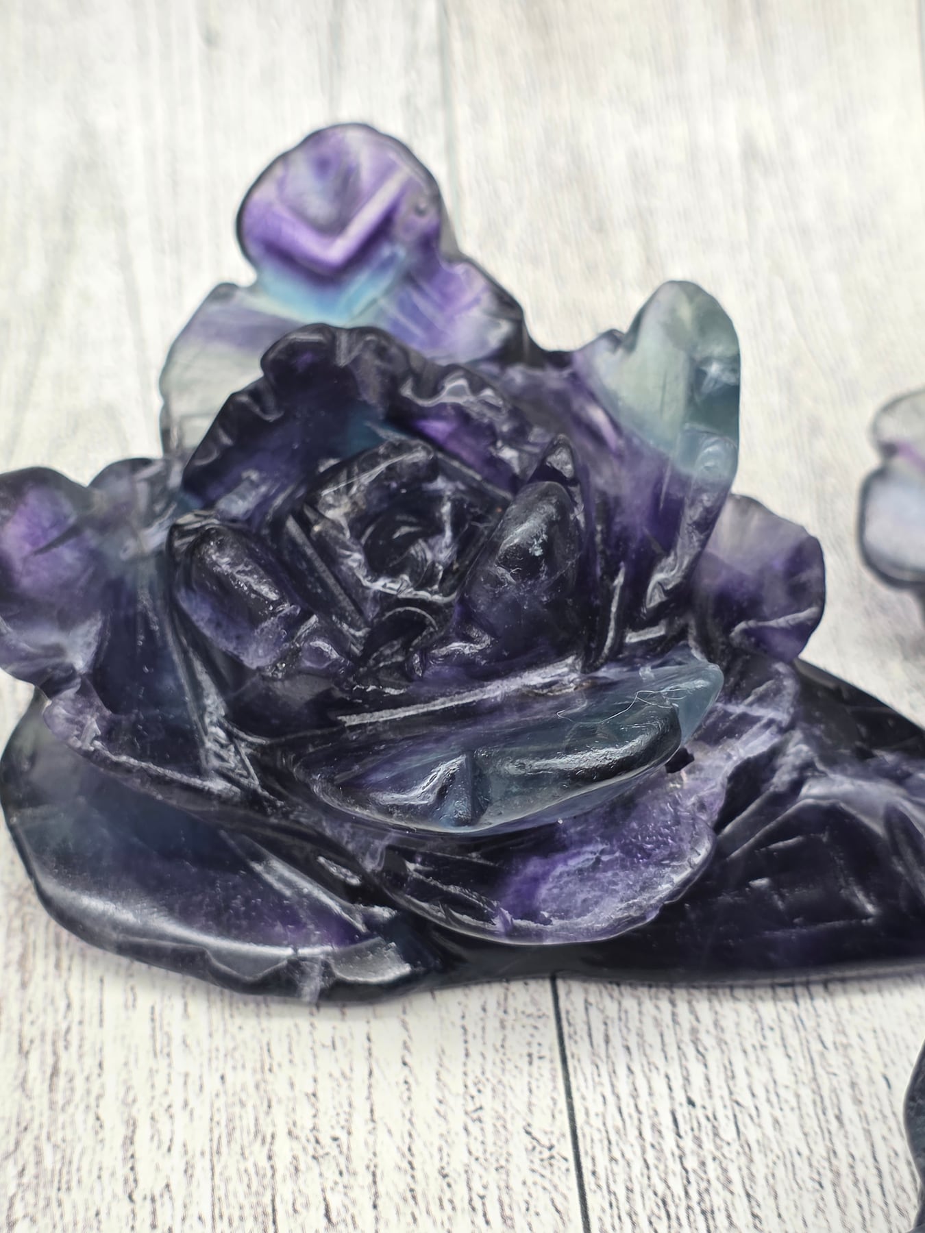 Rainbow Fluorite Flower Carving
