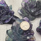 Rainbow Fluorite Flower Carving