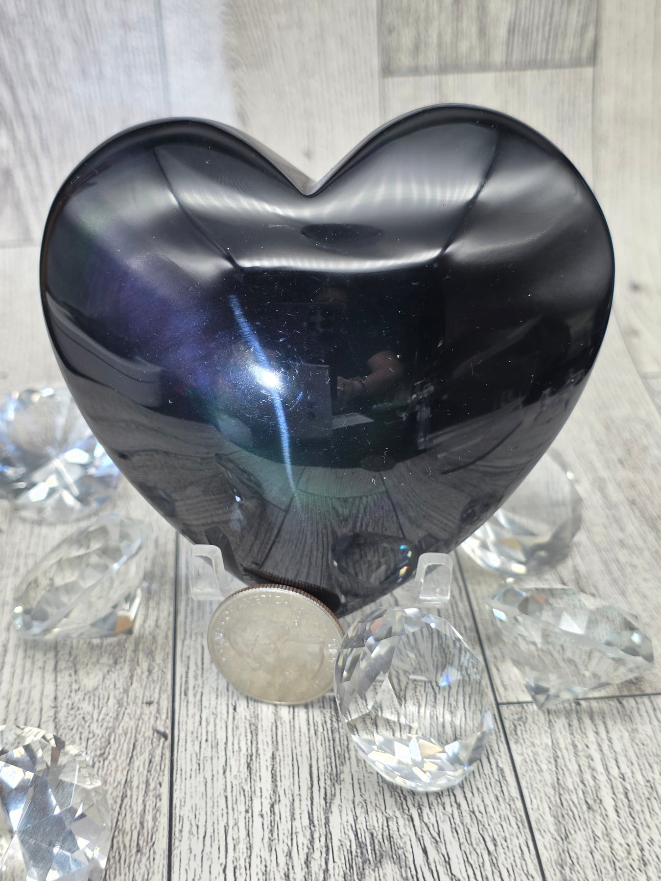 Rainbow Obsidian Heart