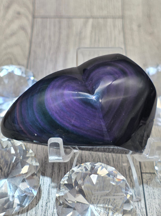 Rainbow Obsidian Heart Carving