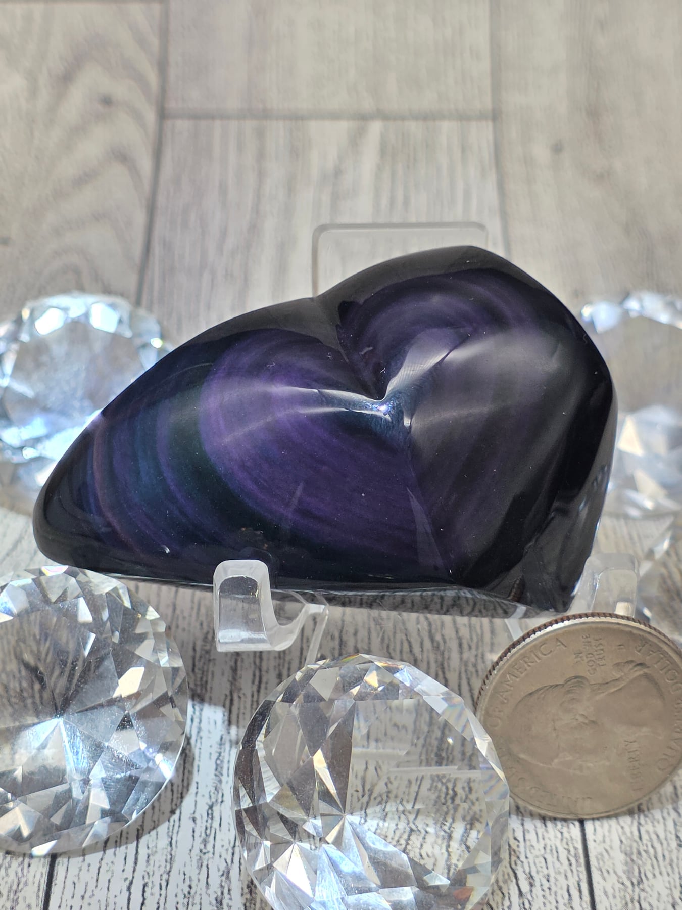 Rainbow Obsidian Heart Carving