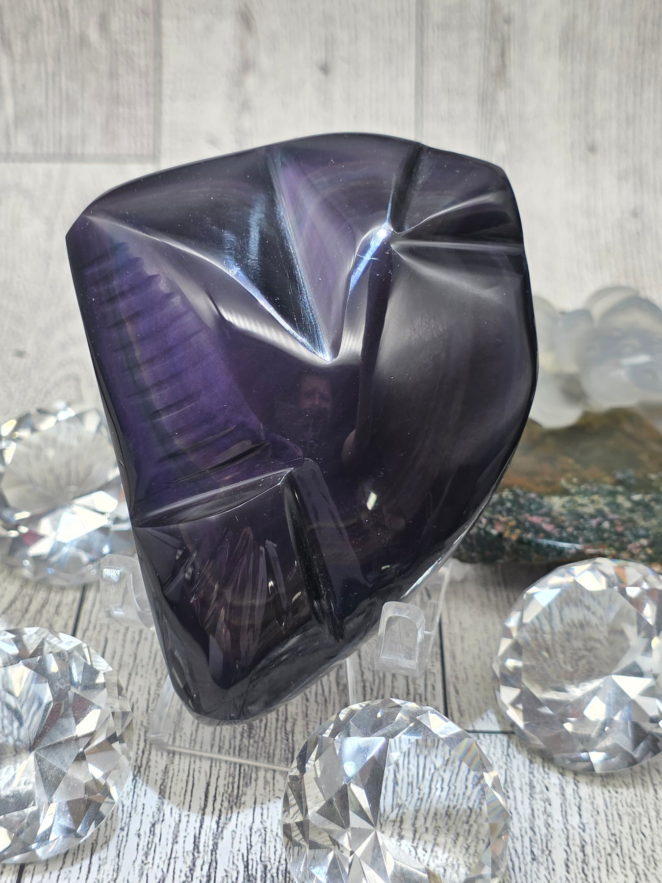 Rainbow Obsidian Hummingbird Carving