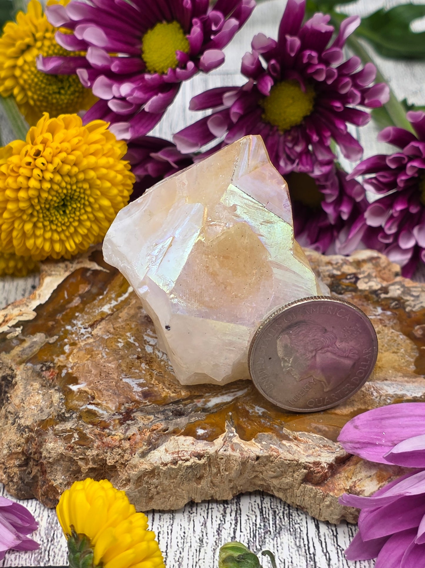 Aura Citrine Point