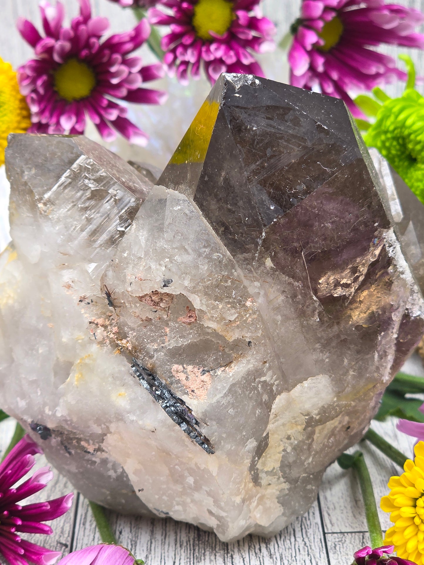 Rutilated Smoky Quartz Cluster