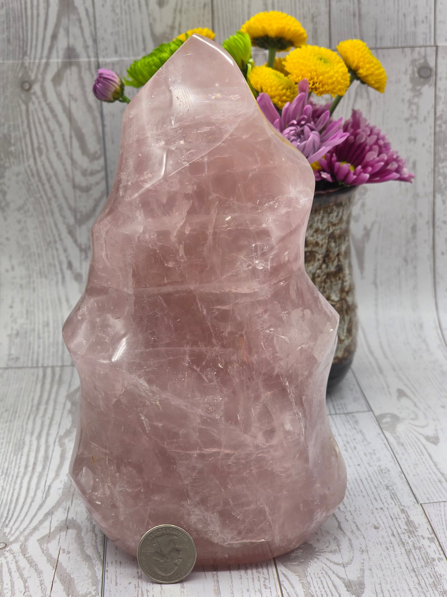 Large Rose Quartz Flame