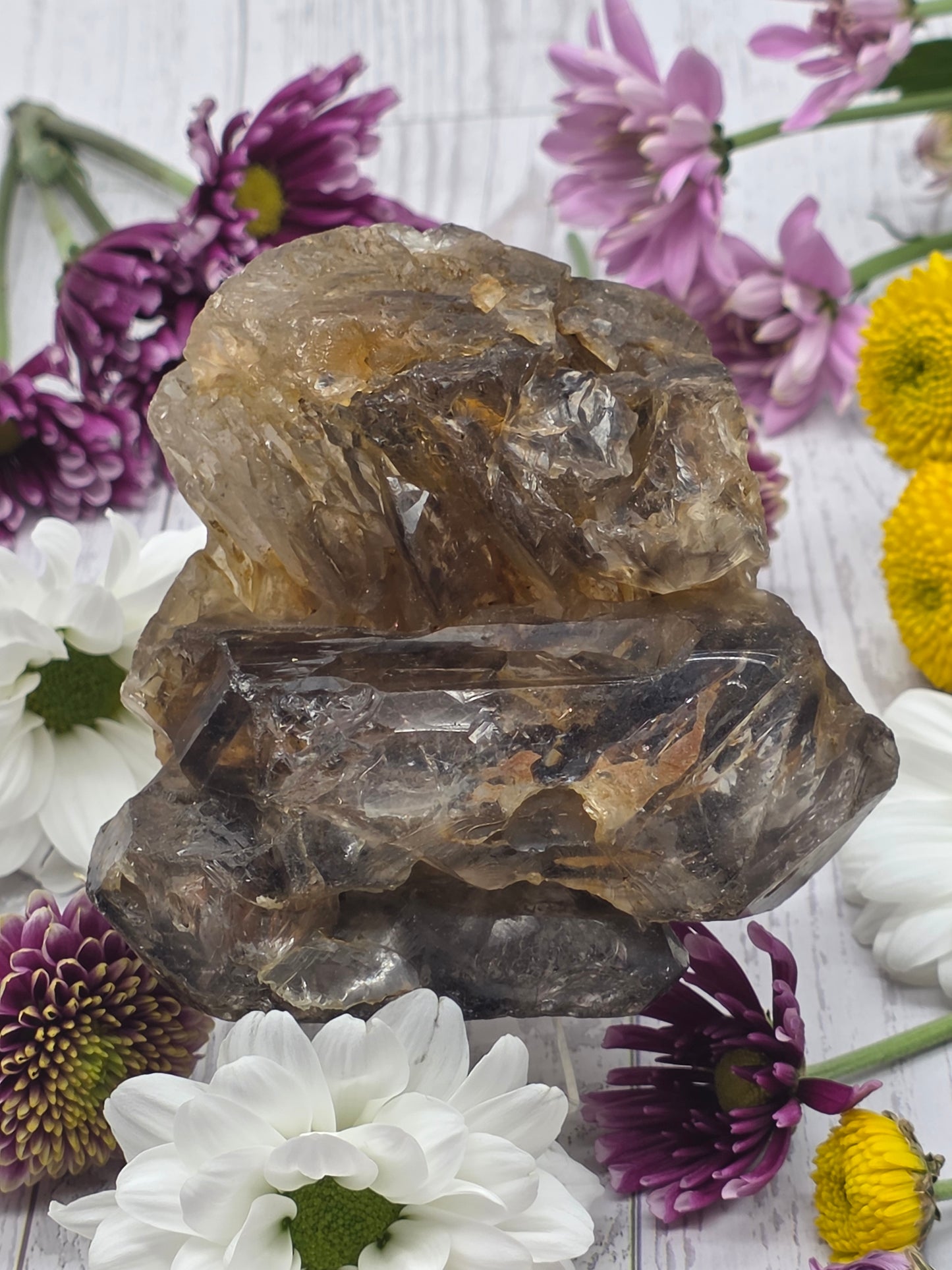 Elestial Smokey Quartz Cluster