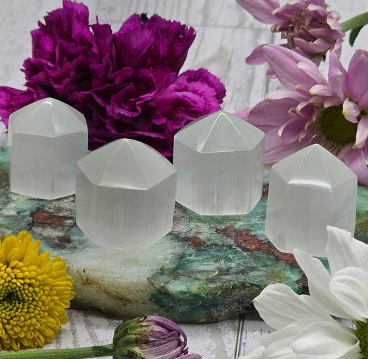 Set of Four Polished Selenite Points