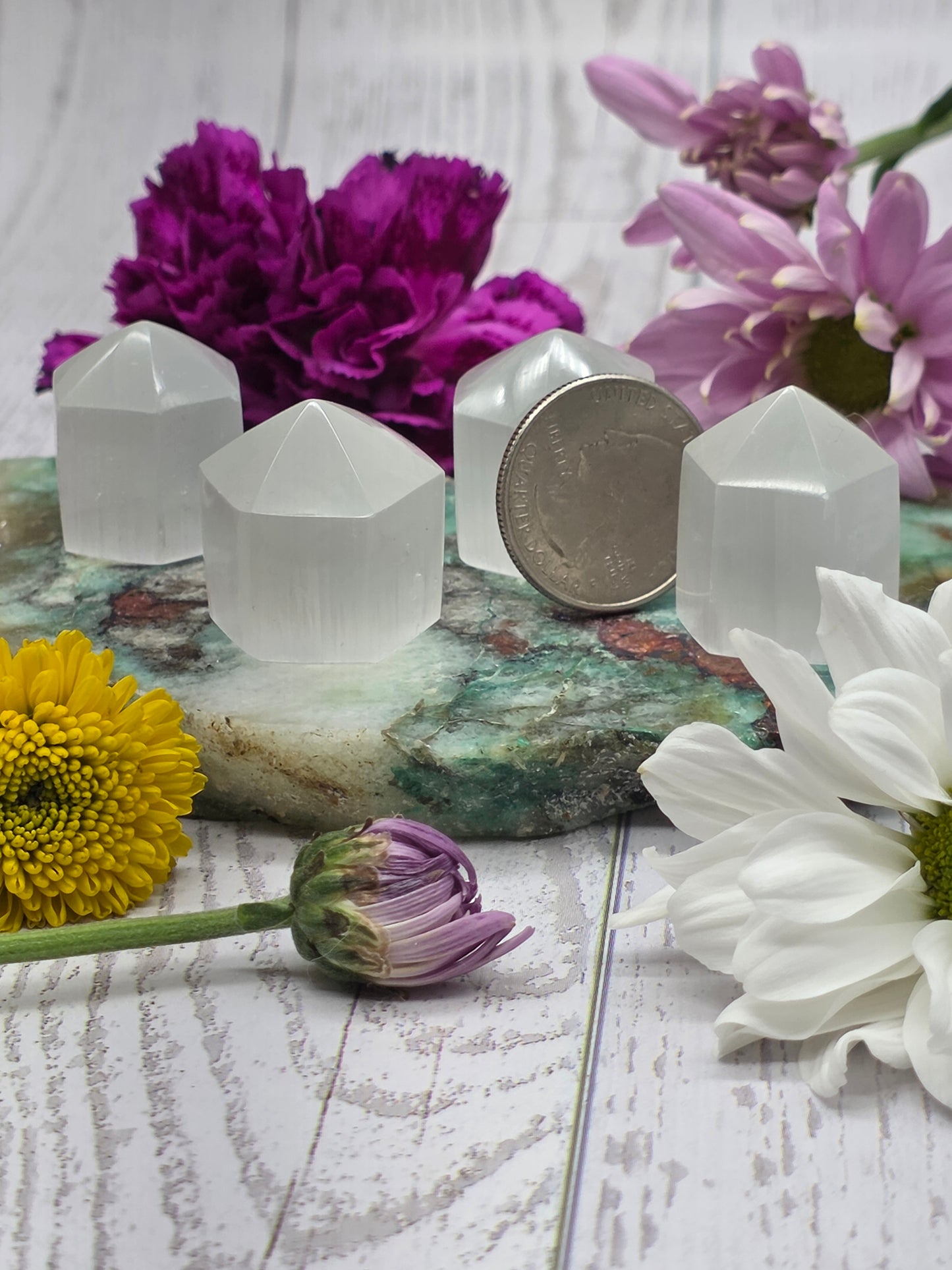 Set of Four Polished Selenite Points