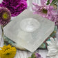 Large Selenite Square Sphere Stand