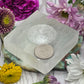 Large Selenite Square Sphere Stand