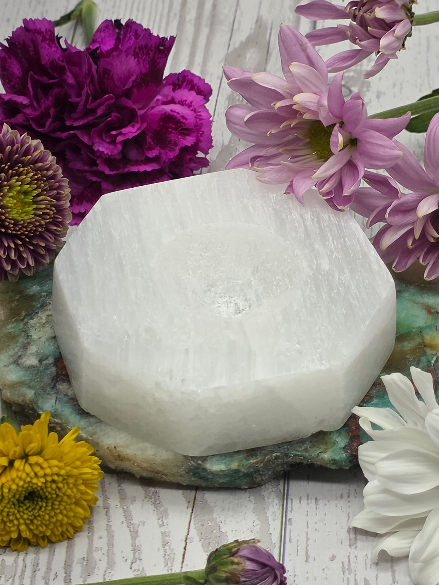 Selenite Hexagon Sphere Stand