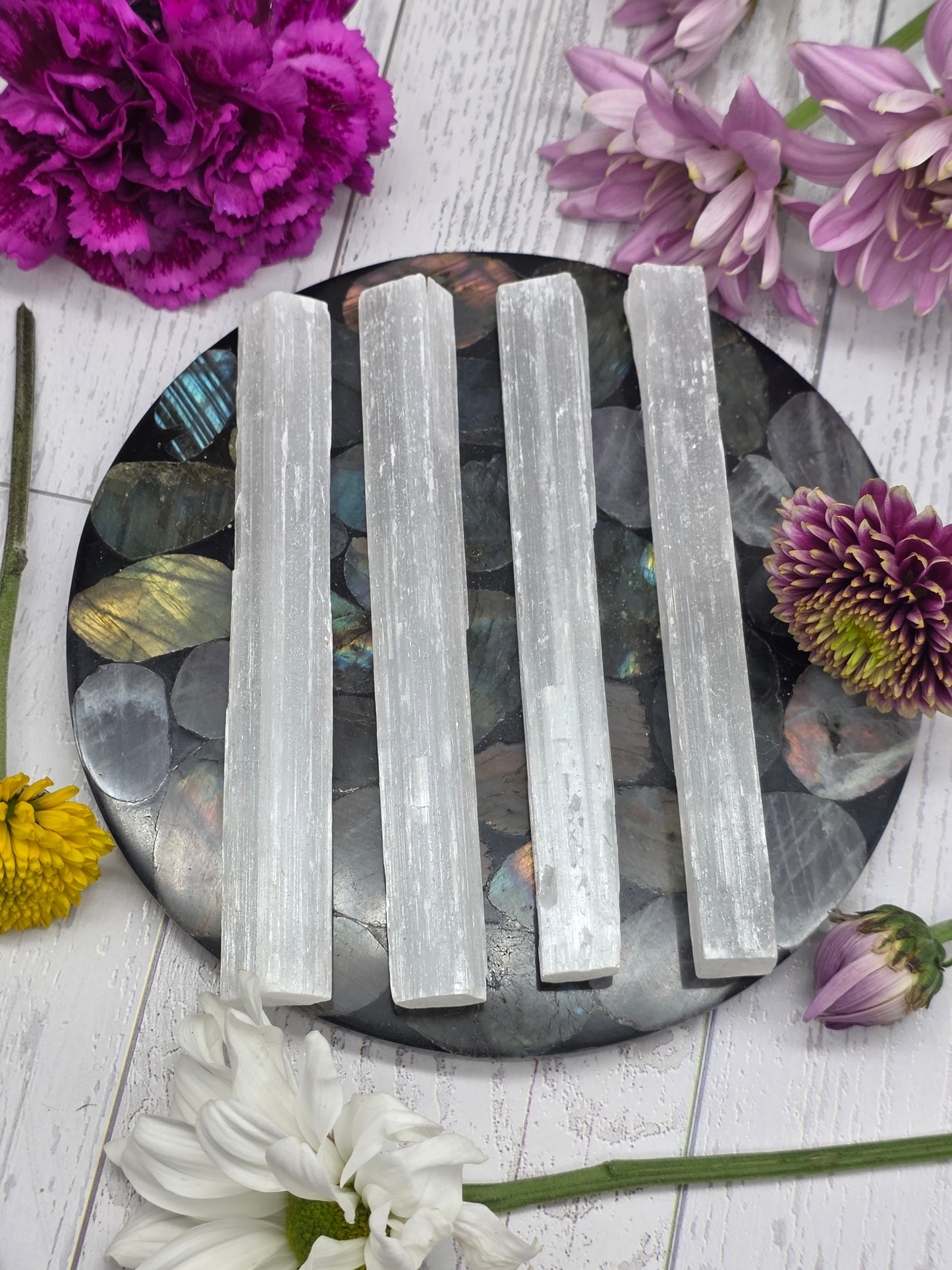 Selenite Square Rods Set of 4