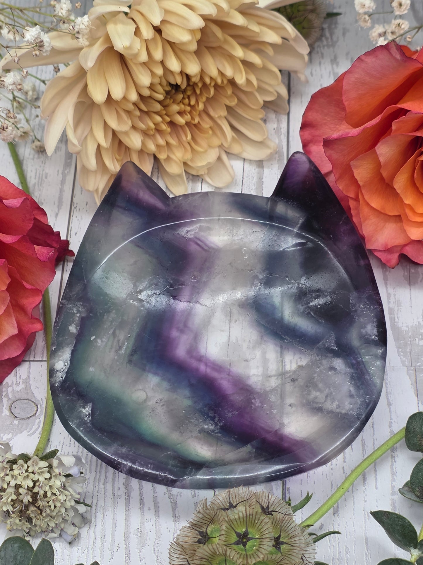 Rainbow Fluorite Cat Dish