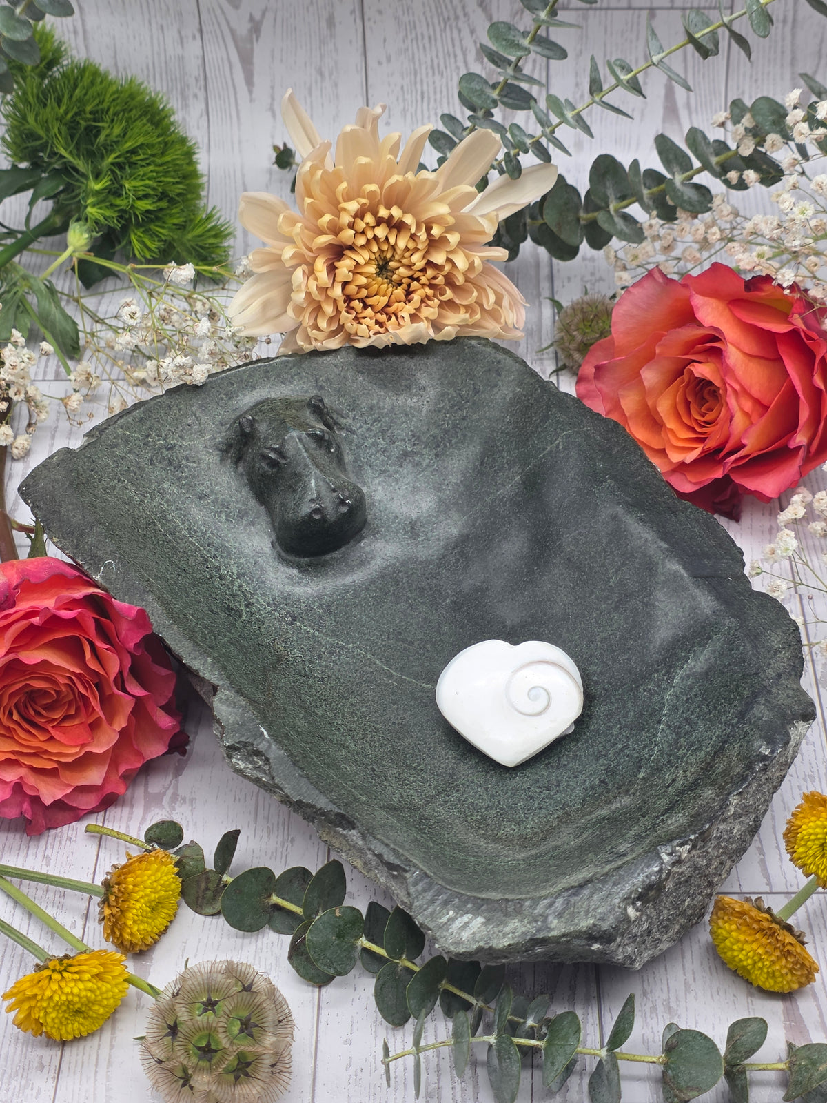 Serpentine Hippo Bowl filled with surprise crystal goodies
