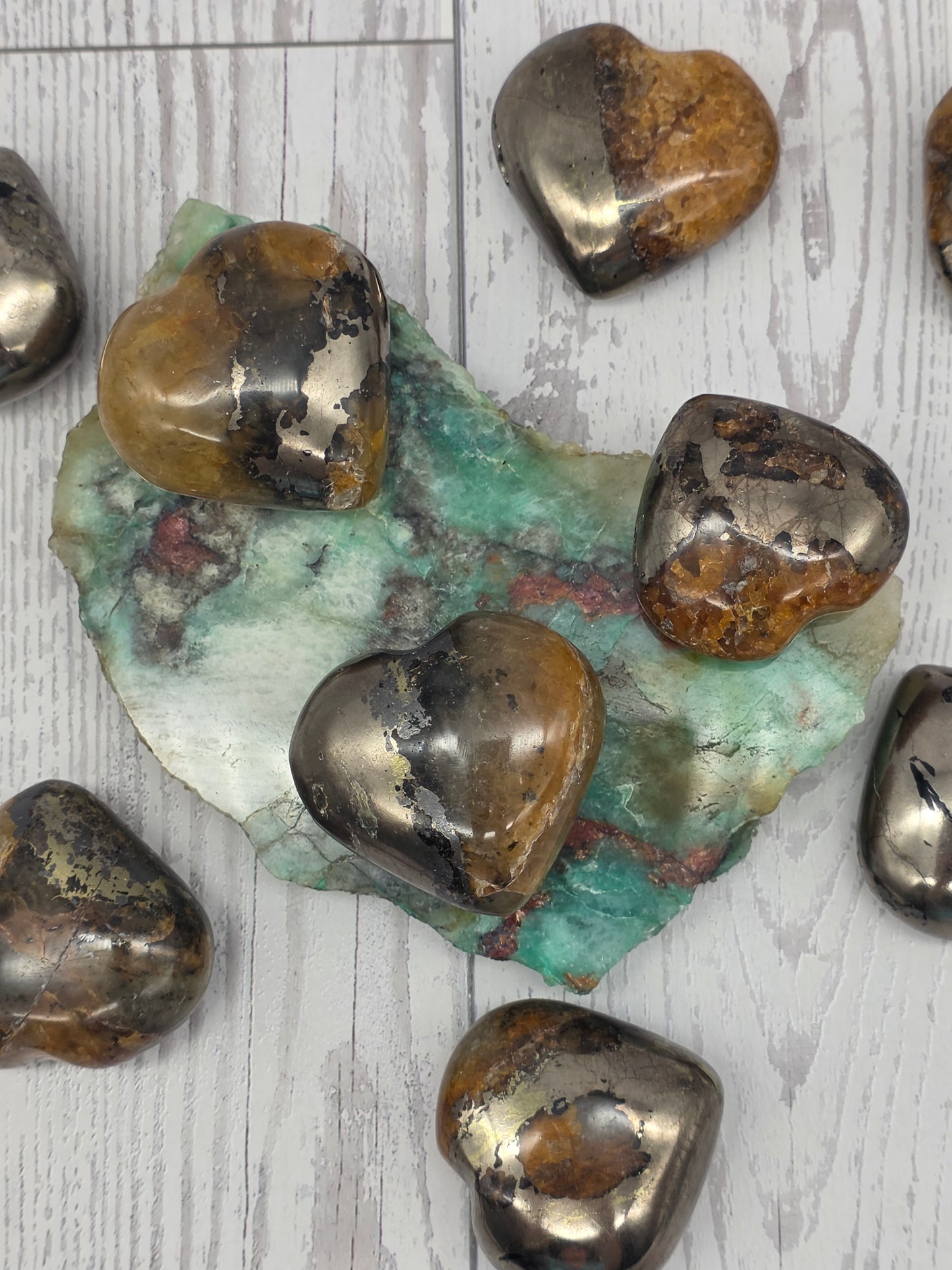 Golden Healer Quartz and Pyrite Heart