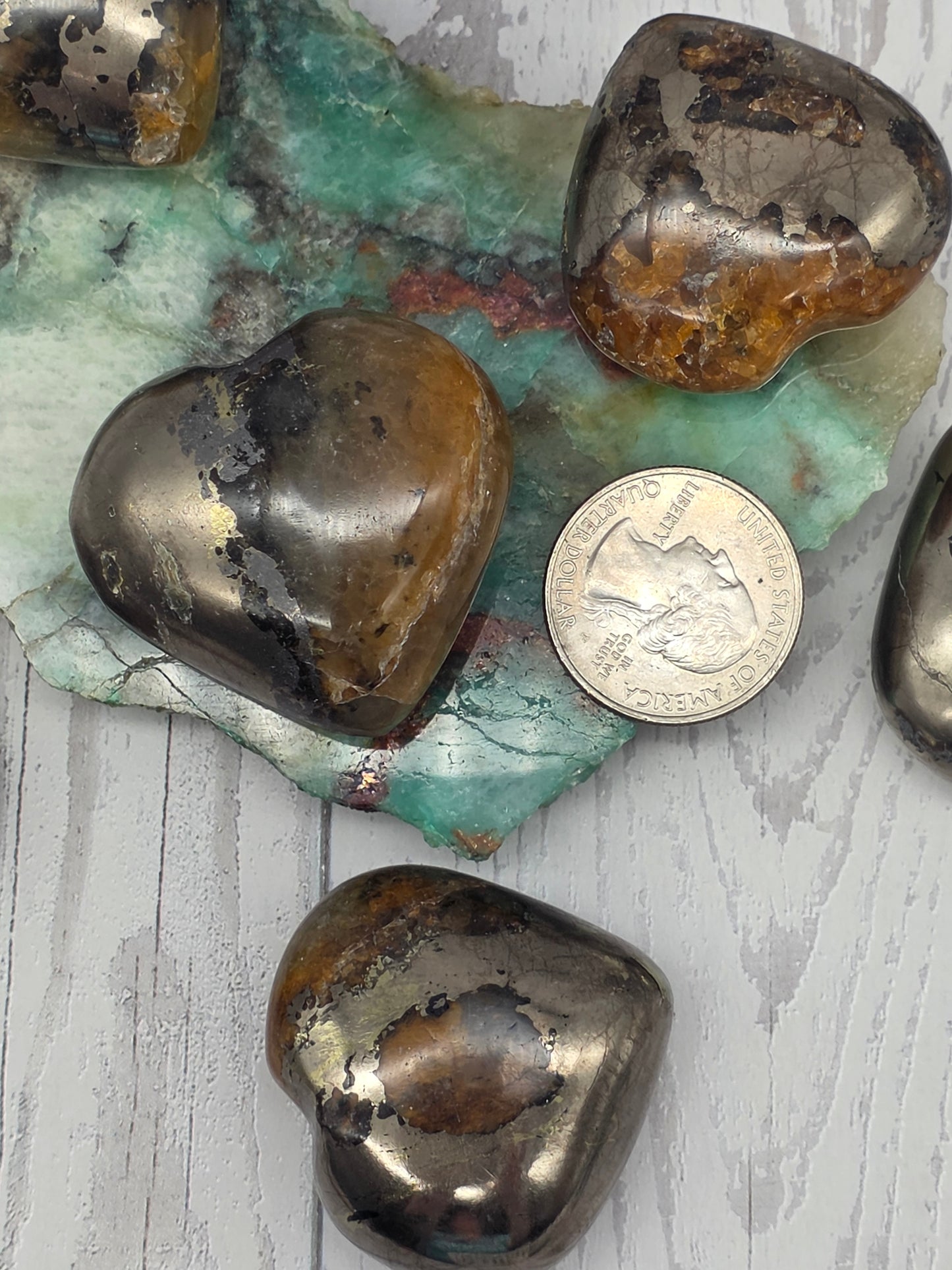 Golden Healer Quartz and Pyrite Heart