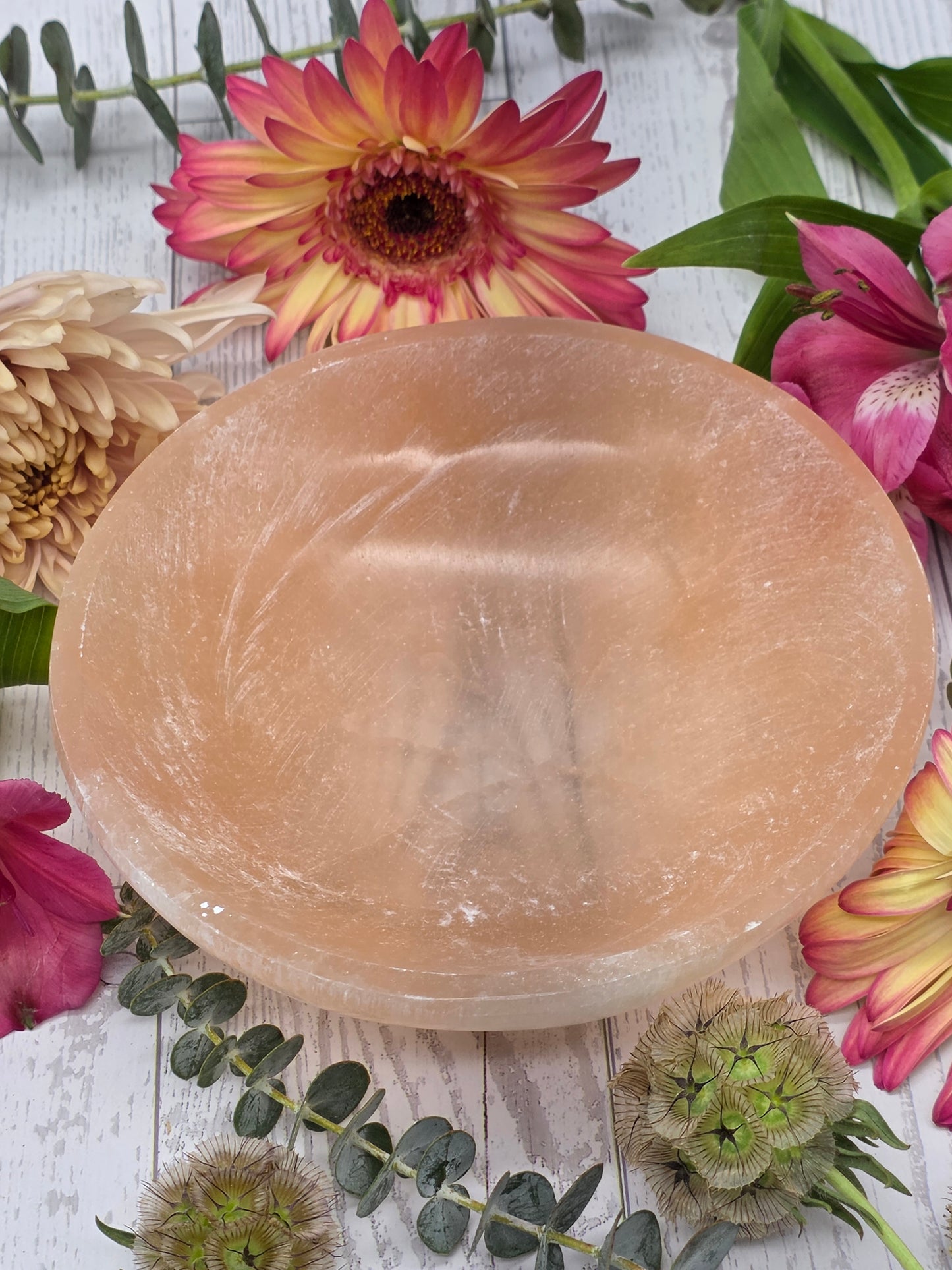 Peach Selenite Bowl