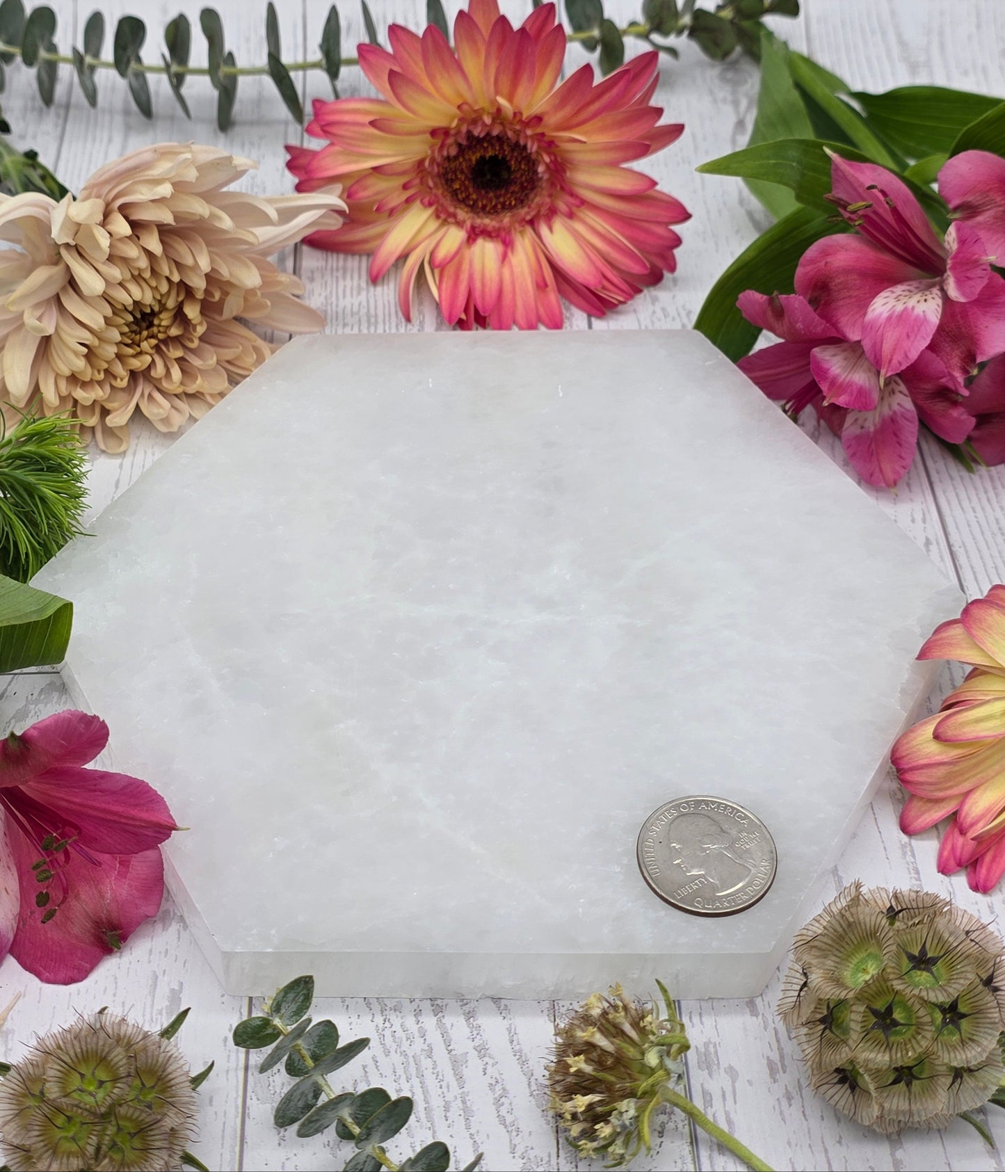Selenite Hexagon Charging Plate