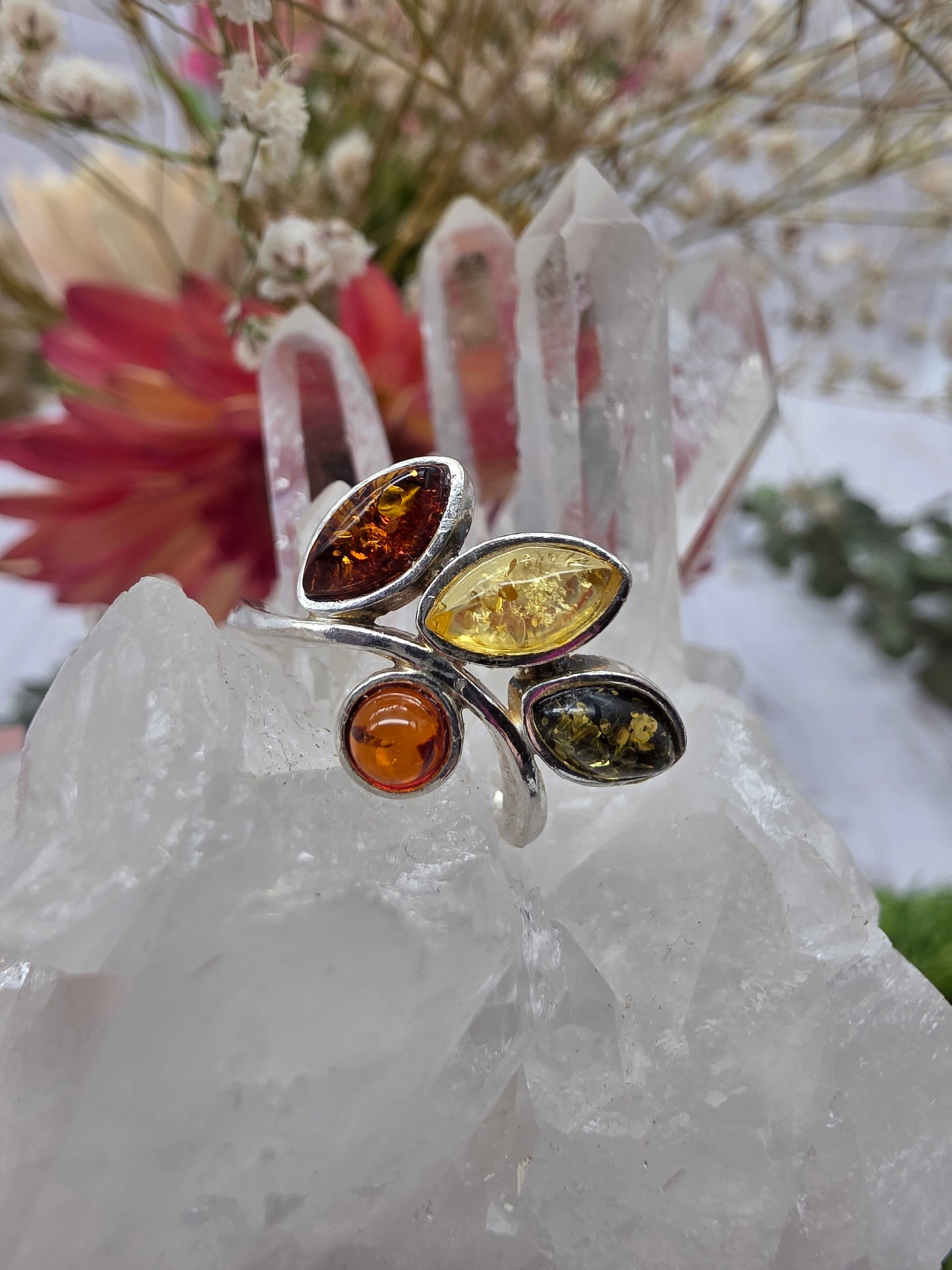 Amber Leaf Ring