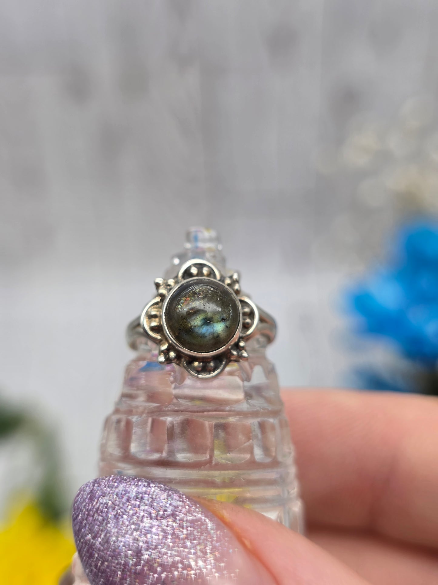 Labradorite Flower Ring