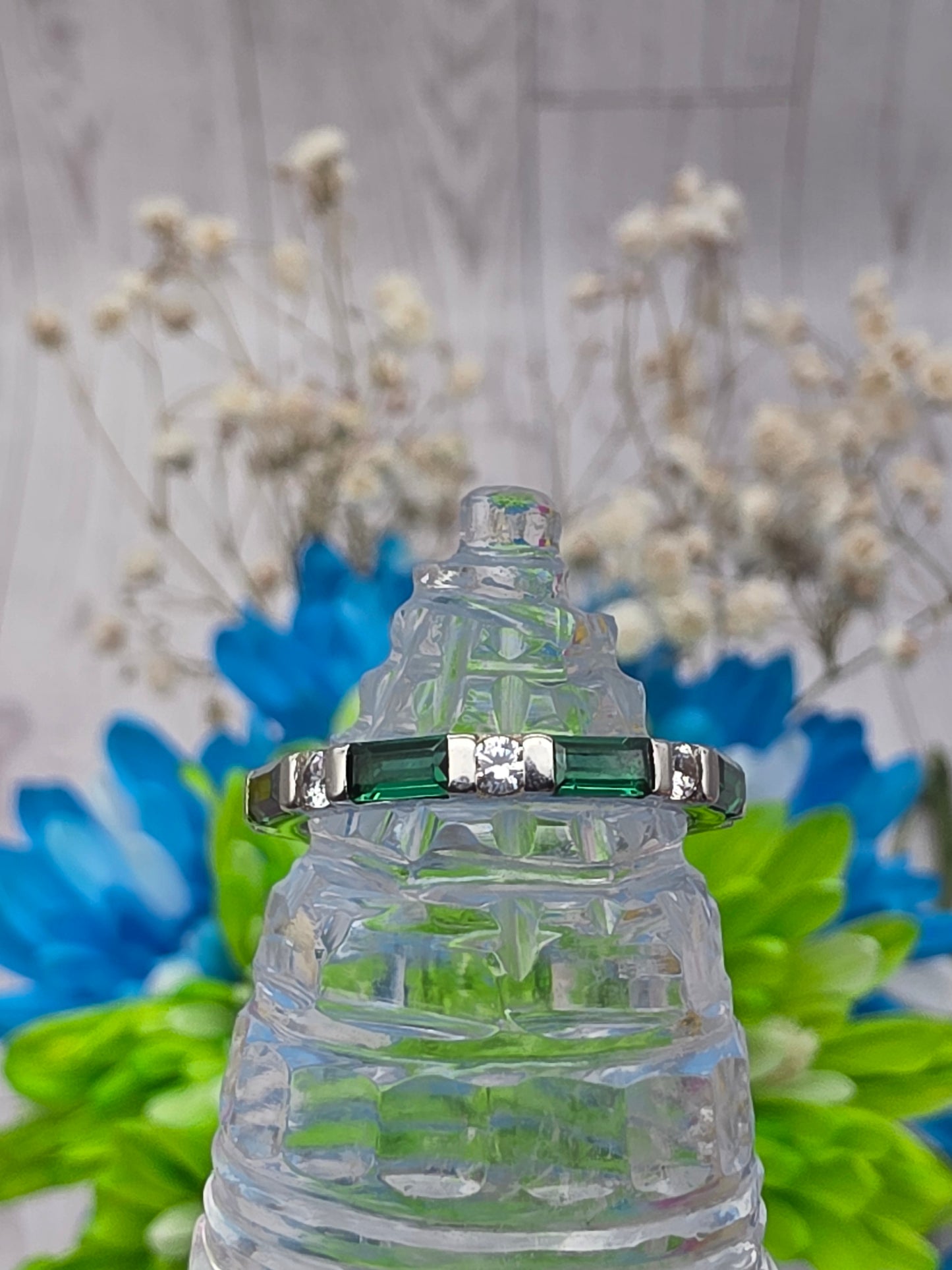 Emerald And Cubic Zirconia Ring