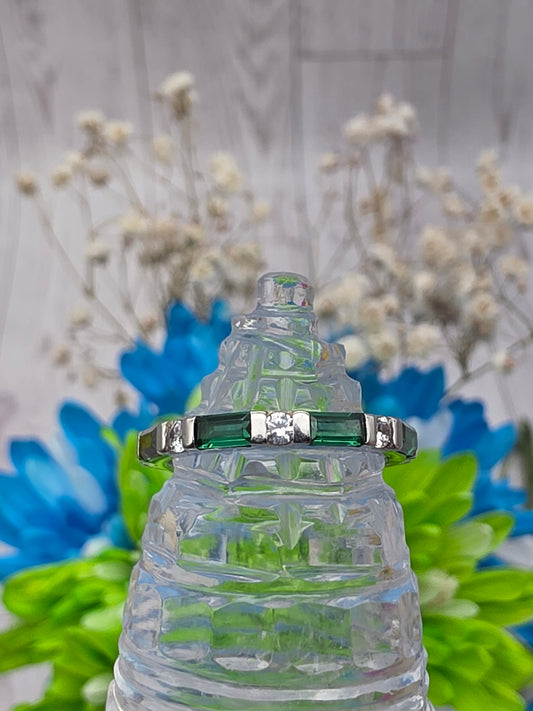 Emerald And Cubic Zirconia Ring
