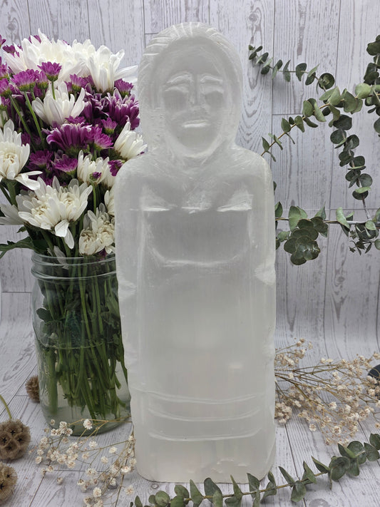 Selenite Woman Carving