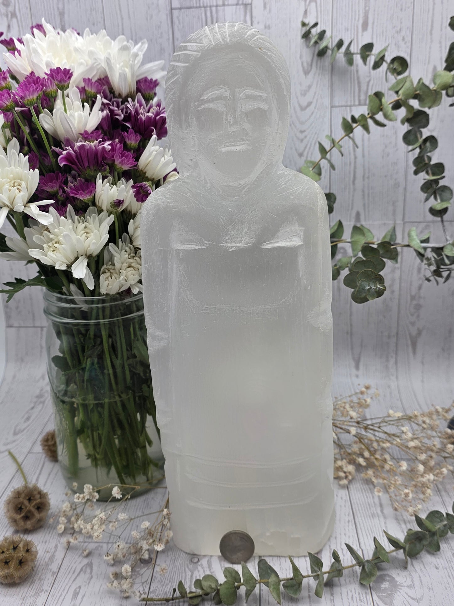 Selenite Woman Carving