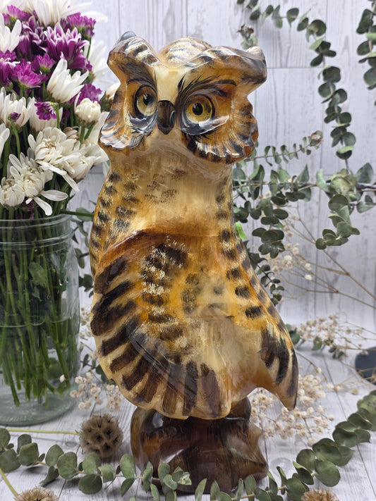 Hand Carved Selenite Owl Figurine