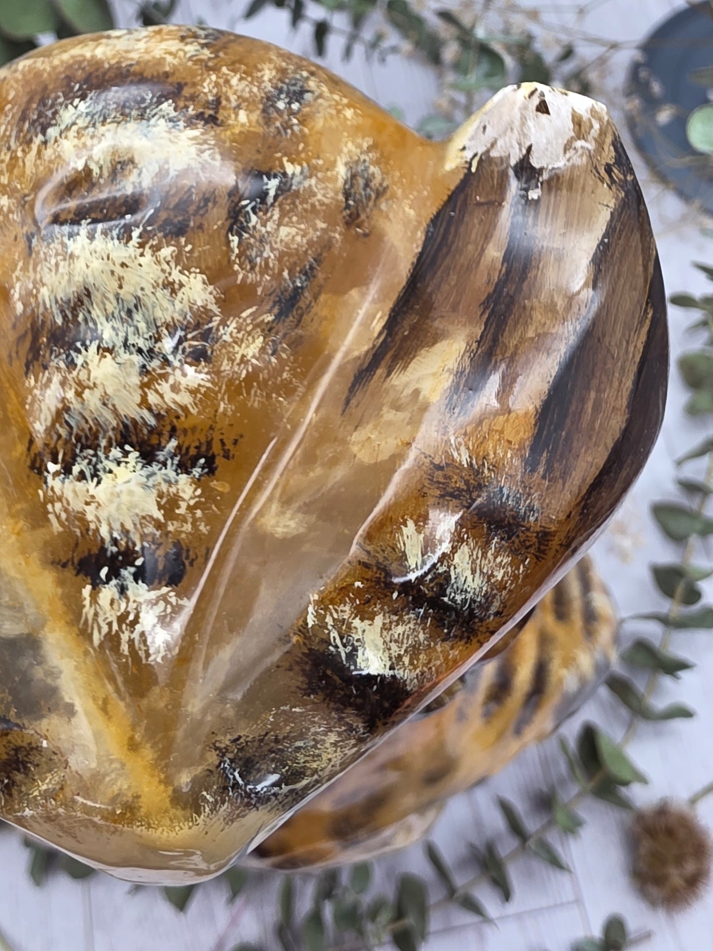Hand Carved Selenite Owl Figurine