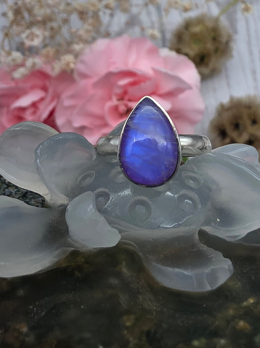 Purple Moonstone Teardrop Ring