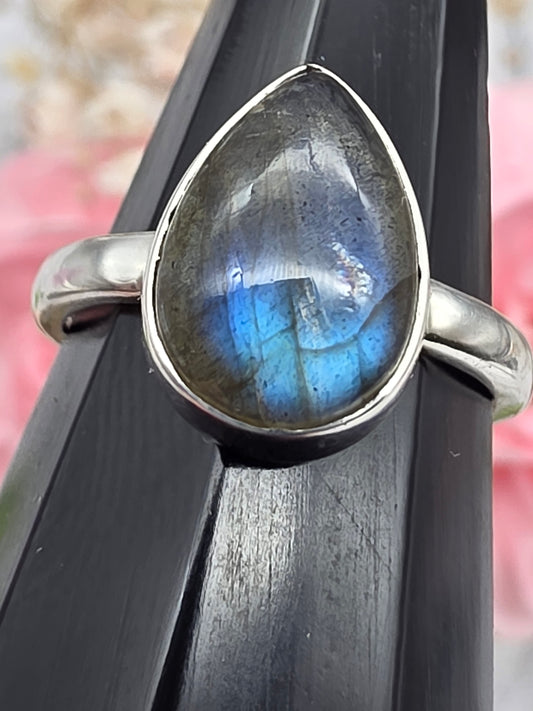 Labradorite Teardrop Ring
