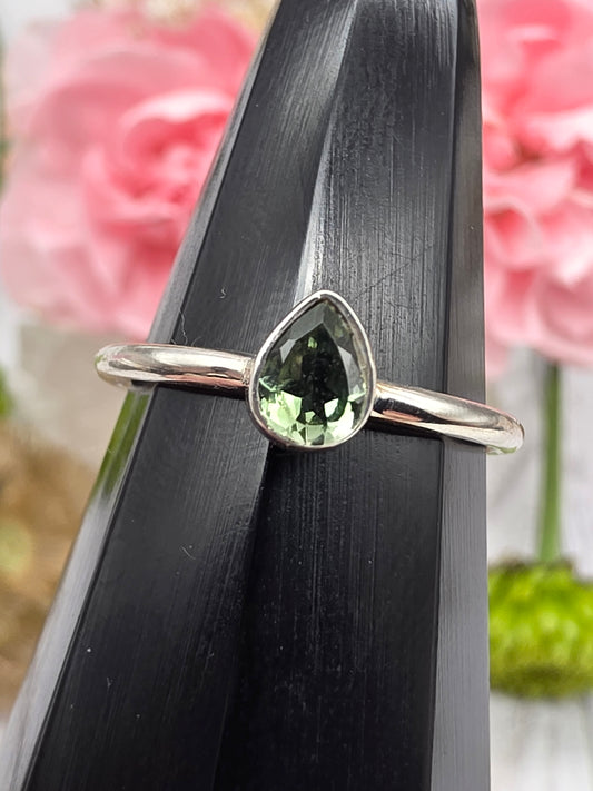 Faceted Green Tourmaline Ring