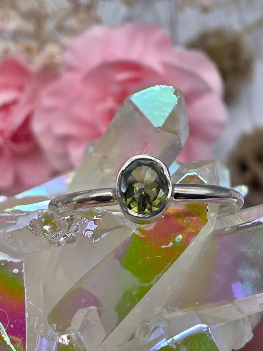 Faceted Green Tourmaline Ring