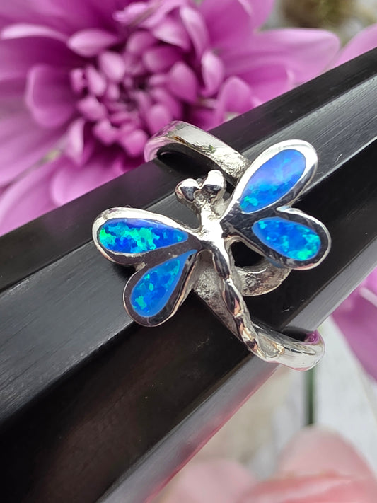 Blue Opal Dragonfly Ring