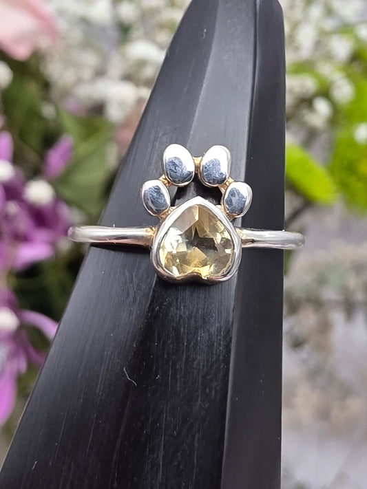 Citrine Paw Print Ring