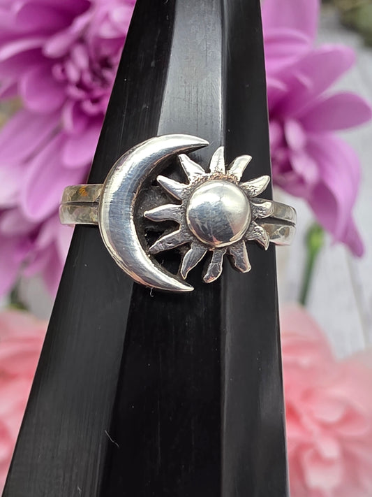 Sterling Silver Moon Sun Ring