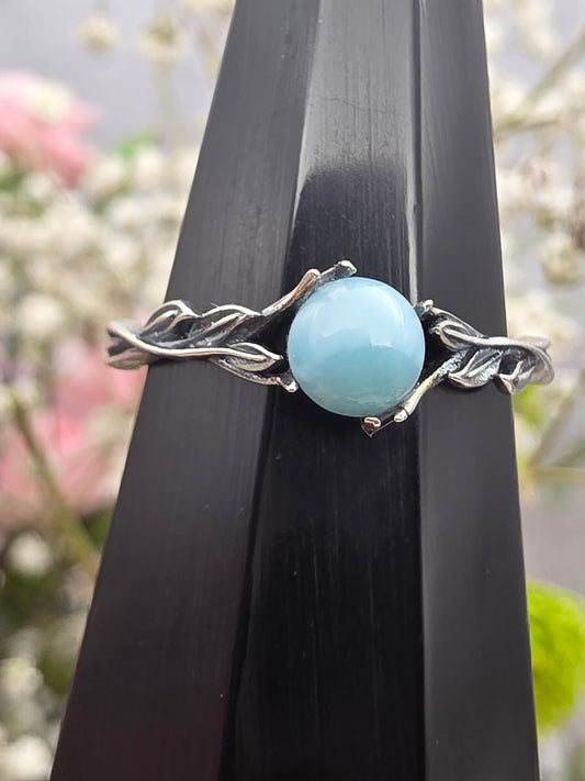 Larimar Ring in Leaf Setting